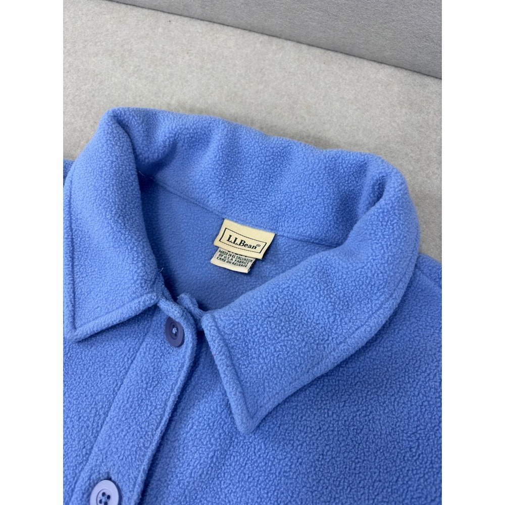 L.L. Bean Womens‎ Large Blue Fleece Button Shacket Collared - Picture 4 of 7